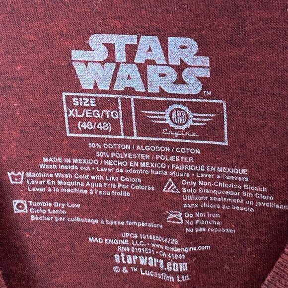 Star Wars Maroon T-Shirt Rebel Alliance Resistance Size XL Lucas Films - Picture 5 of 10